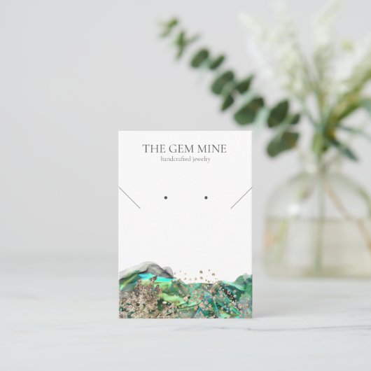 Emerald Agate Gemstone Jewelry Display Card 名刺 (スタンド正面)