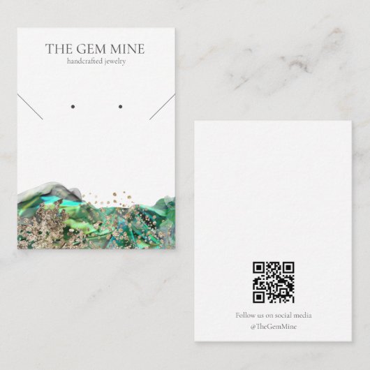 Emerald Agate Gemstone Jewelry Display Card 名刺 (正面/裏面)
