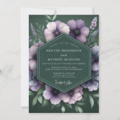 Emerald Amethyst Bloom Wedding 招待状 (正面)