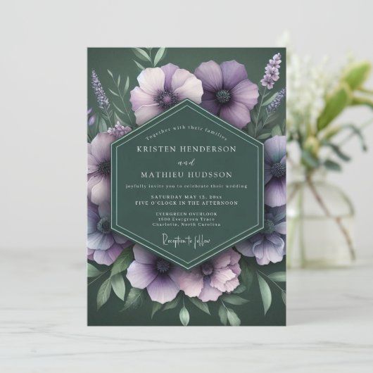 Emerald Amethyst Bloom Wedding 招待状 (スタンド正面)