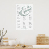 Emerald Ampersand ウェディング | 10 席次表 ポスター (キッチン)