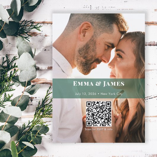 Emerald Ampersand Photo Save the Date | ウェディング 招待状