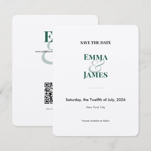 Emerald Ampersand Save the Date | ウェディングカード セーブザデート (正面/裏面)