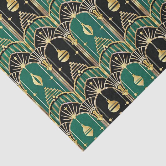 Emerald and Black Art Deco Holiday Pattern 薄葉紙 (詳細)