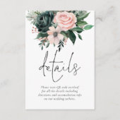 Emerald and Blush Florals QR Code Wedding Details エンクロージャーカード (正面)