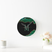 EMERALD AND GOLD AGATE MONOGRAM ラウンド壁時計 (ホーム)
