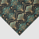 Emerald and Gold Art Deco-inspired Fan 薄葉紙 (詳細)