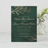 Emerald and Gold Elegant Botanical Photo Wedding 招待状 (スタンド正面)