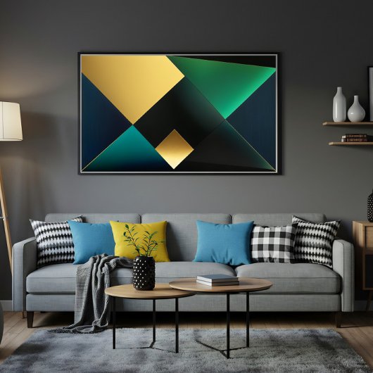 Emerald and Gold Geometric Harmony ポスター