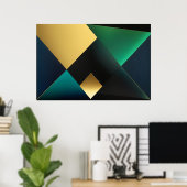 Emerald and Gold Geometric Harmony ポスター (ホームオフィス)