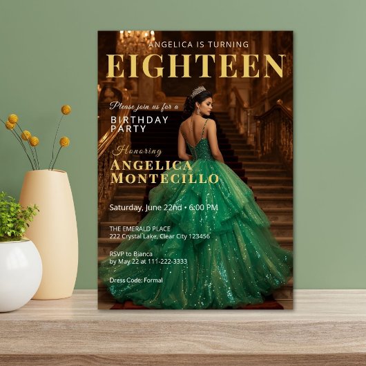 Emerald and Gold Magazine Inspired Invitation 招待状