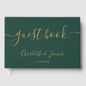 Emerald And Gold Signature Script Photo Wedding ゲストブック (正面)