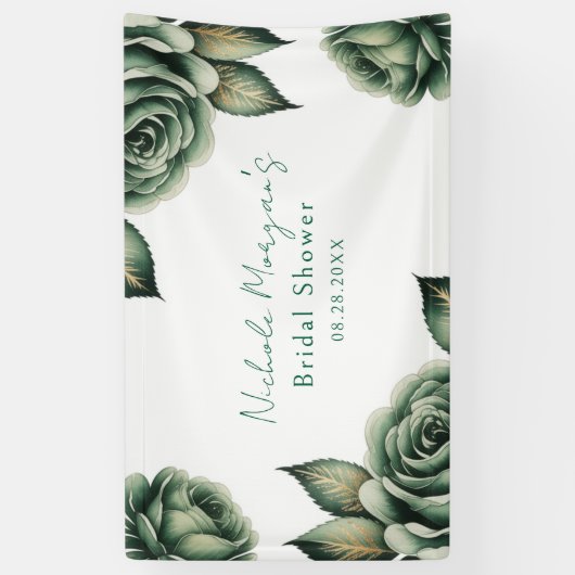 Emerald and Gold Wedding Bridal Shower 横断幕 (縦)