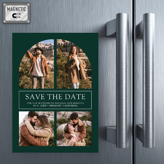 Emerald Arch Photo Collage Wedding Save the Date マグネット招待状