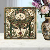 Emerald Art Nouveau Moth Decorative Tile タイル