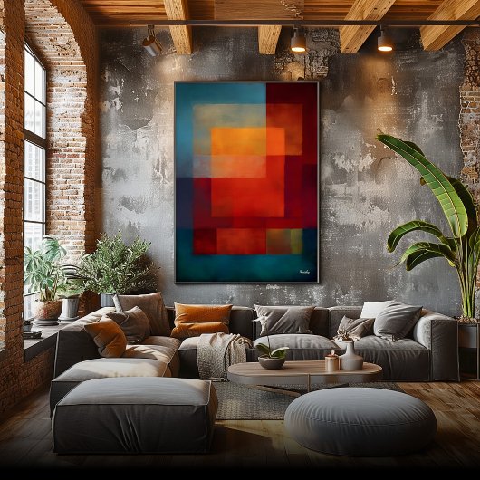 Emerald Aurora Color Field Abstract Modern Wall  ポスター