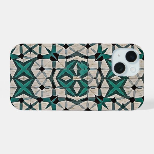 Emerald axis abstract geometric pattern 1284 iPhone 15ケース (裏面横)