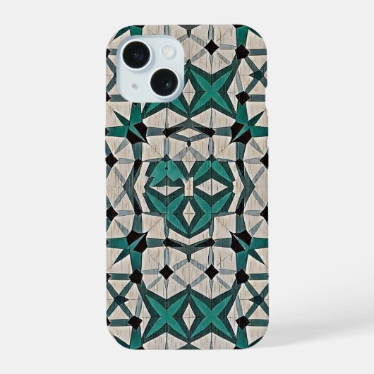 Emerald axis abstract geometric pattern 1284 iPhone 15ケース (裏面)