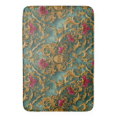 Emerald Baroque Floral with Gold Ornaments バスマット (正面縦)