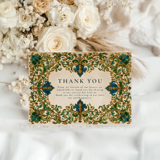 Emerald Baroque Islamic Wedding サンキューカード