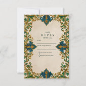 Emerald Baroque Islamic Wedding 出欠カード (正面)