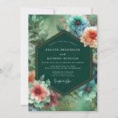 Emerald Bloom Whimsy Wedding 招待状 (正面)