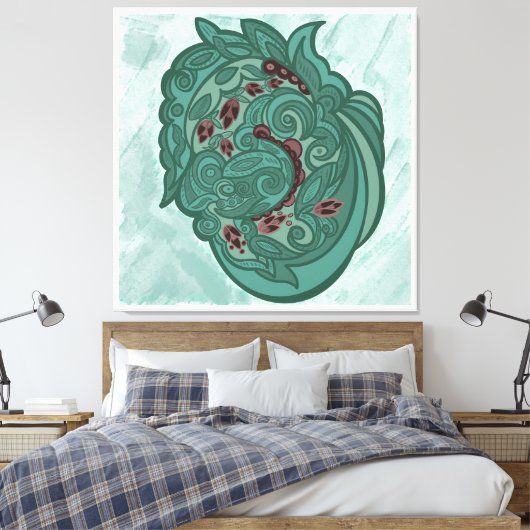 Emerald Blossoms キャンバスプリント (インサイチュ (寝室))