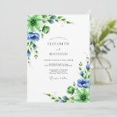 Emerald Blue Botanical Spring Wedding 招待状 (スタンド正面)
