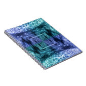 Emerald Blue Crystalline Energy Fractal Art ノートブック (右側)