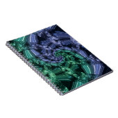 Emerald Blue Crystalline Energy Fractal Art ノートブック (右側)