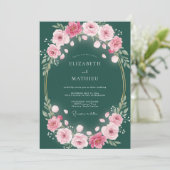 Emerald Blush Floral Garland Wedding 招待状 (スタンド正面)