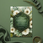 Emerald Botanical Bloom Wedding 招待状