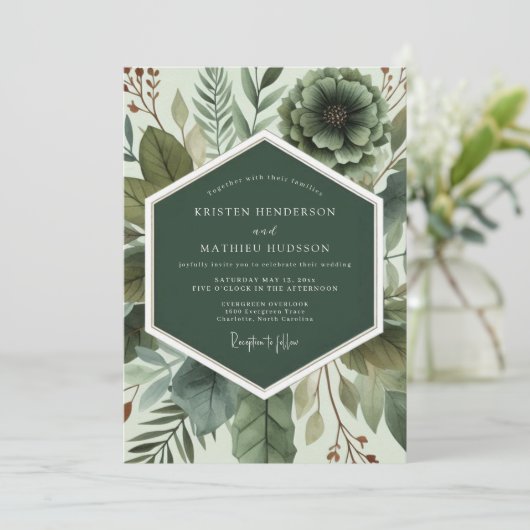 Emerald Botanical Ethereal Wedding 招待状 (スタンド正面)
