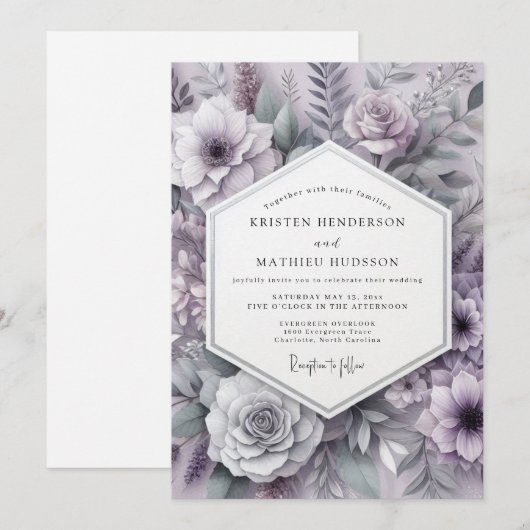 Emerald Botanical Romance Wedding 招待状 (正面/裏面)