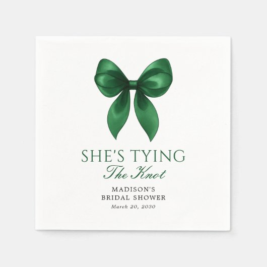 Emerald Bow She's Tying the Knot Bridal Shower スタンダードカクテルナプキン (正面)