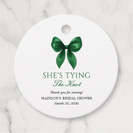Emerald Bow She's Tying the Knot Bridal Shower フェイバータグ