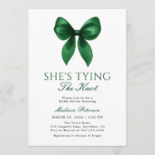 Emerald Bow She's Tying the Knot Bridal Shower 招待状 (正面)
