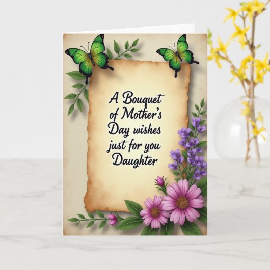 Emerald Butterfly Mother Card カード (黄色い花)