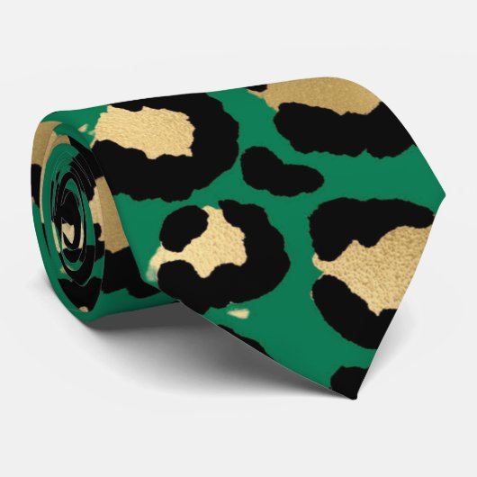 Emerald Cheetah Print ネクタイ (ロール)
