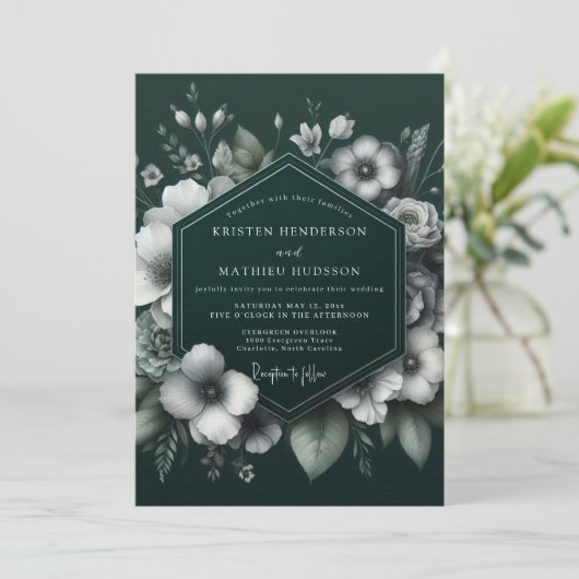 Emerald Chiaroscuro Bloom Wedding 招待状 (スタンド正面)
