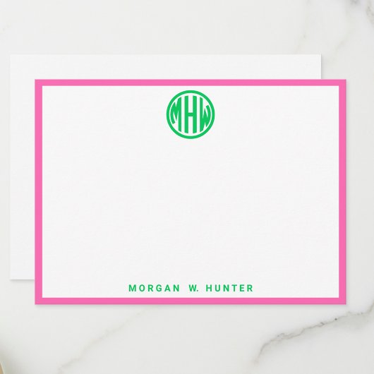 Emerald Circle Monogram Font #5DS DIY BG Hot Pink サンキューカード