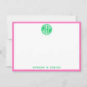 Emerald Circle Monogram Font #5DS DIY BG Hot Pink サンキューカード (正面)