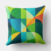 Emerald Citrus Geometric Abstract クッション (裏面)