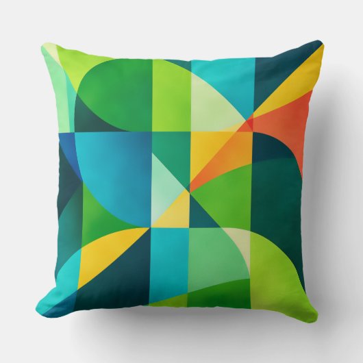 Emerald Citrus Geometric Abstract クッション (正面)