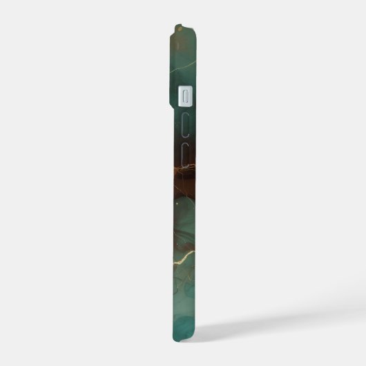 Emerald & Copper Marble Luxe Phone Case iPhone 15ケース (左側面)