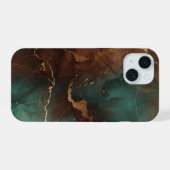 Emerald & Copper Marble Luxe Phone Case iPhone 15ケース (裏面横)