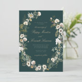 Emerald & Cream Floral Poppy Wedding Invitation 招待状 (スタンド正面)