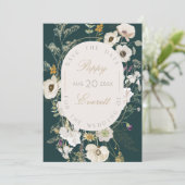 Emerald & Cream Poppy Floral Save The Date Card セーブザデート (スタンド正面)