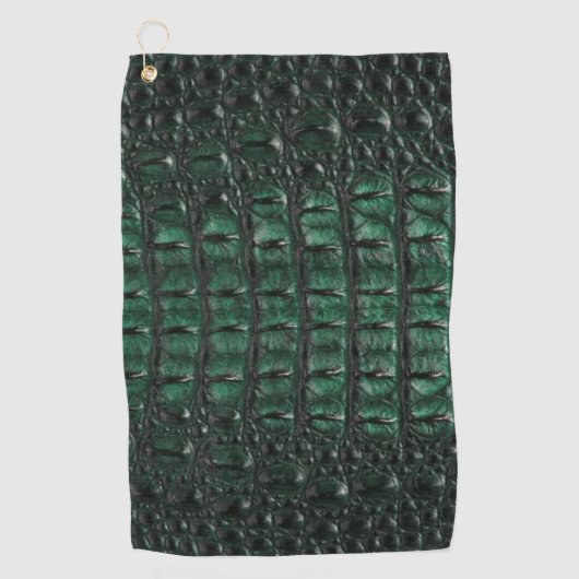 Emerald Crocodile Leather Luxury Exotic Skin ゴルフタオル (正面)