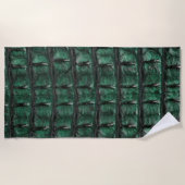 Emerald Crocodile Leather Luxury Exotic Skin ビーチタオル (正面)